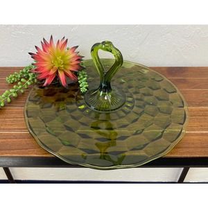 VTG Avocado Green Cubist Colony Whitehall Platter